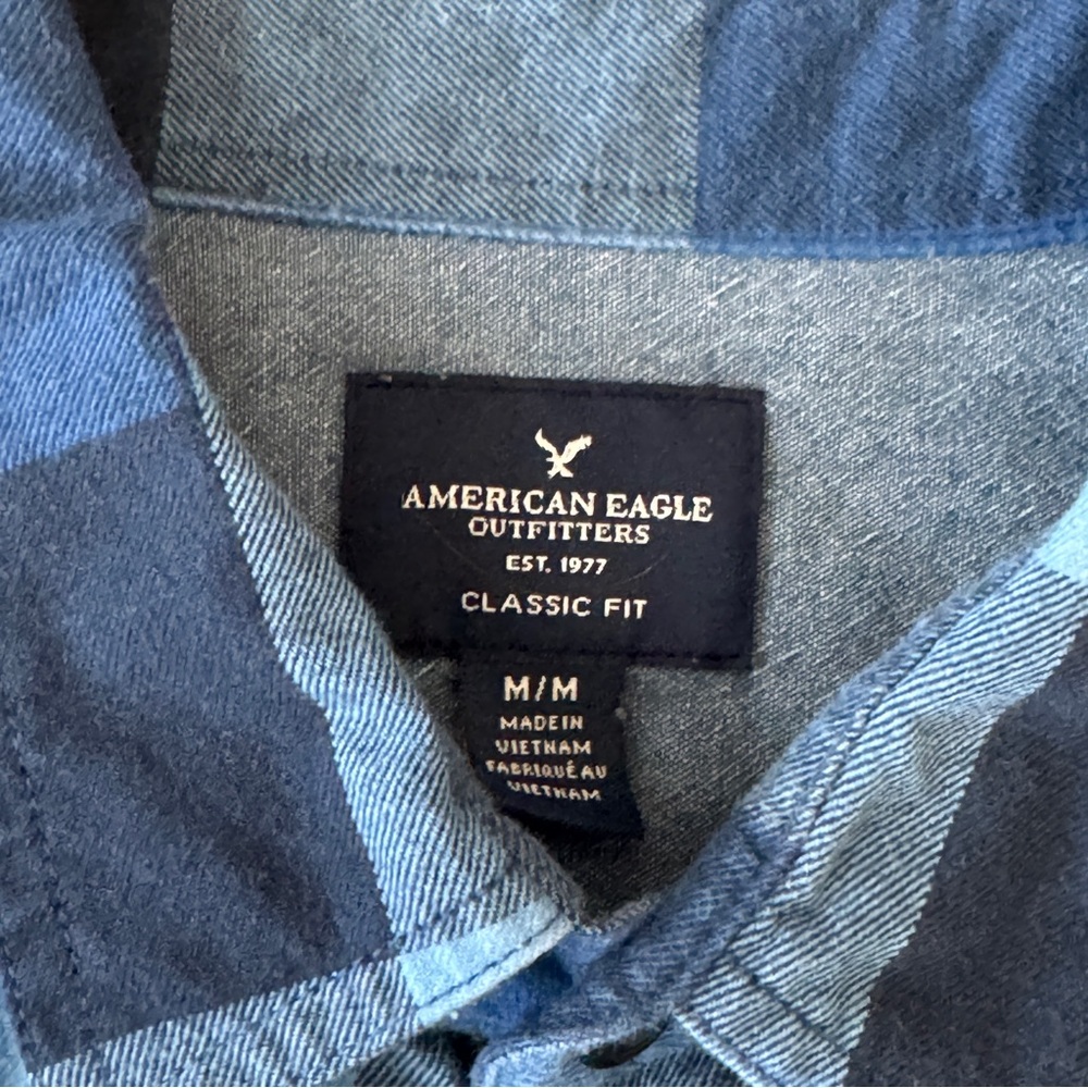American Eagle Long Sleeve Button Down Shirt Men 100% Cotton - Picture 3 of 6